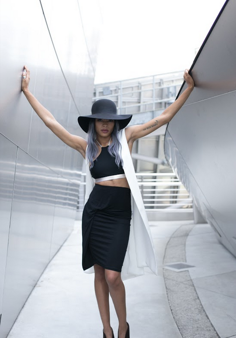 Female model photo shoot of CashayWallace in disney concert hall