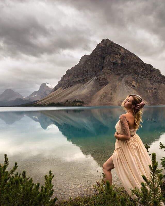 Female model photo shoot of JenineRose in Bow lake Alberta