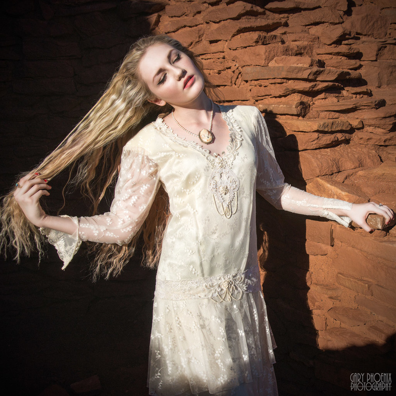 Female model photo shoot of Krystal Hoelscher by Gary Phoenix Photo in Wupatki National Monument, Arizona