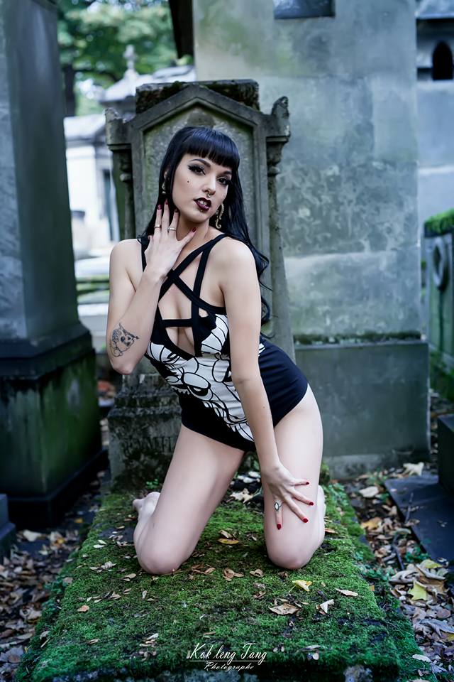 Female model photo shoot of Bunny Page in Pere Lachaise Cemetary, Paris, France