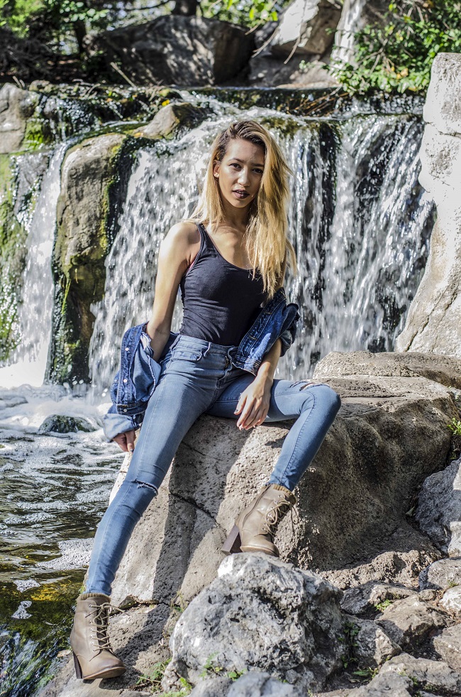 Female model photo shoot of daviskay in Worth Waterfalls
