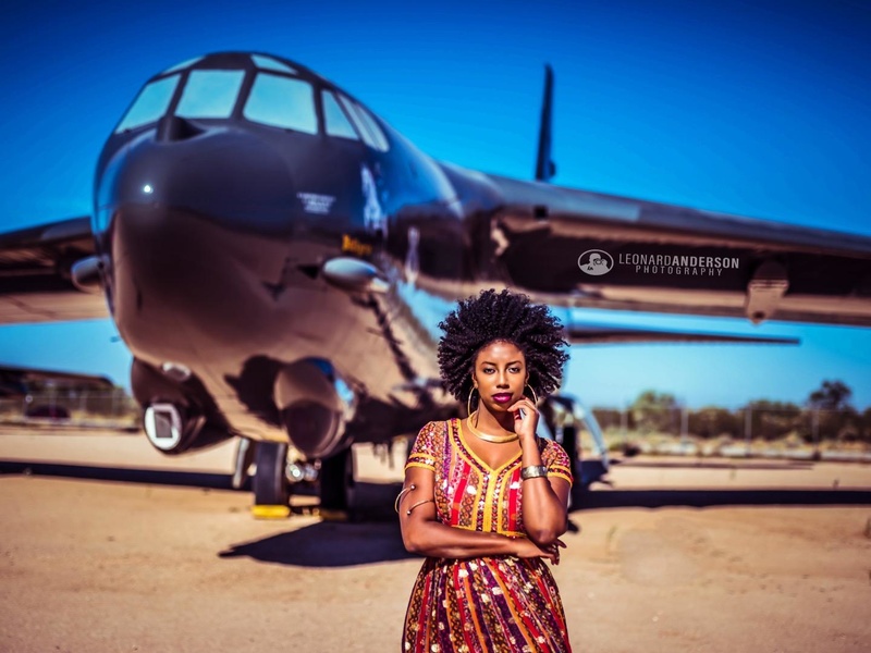 Female model photo shoot of  Destiny Janay  by Leonard Anderson Photography in Pima Air and Space Museum