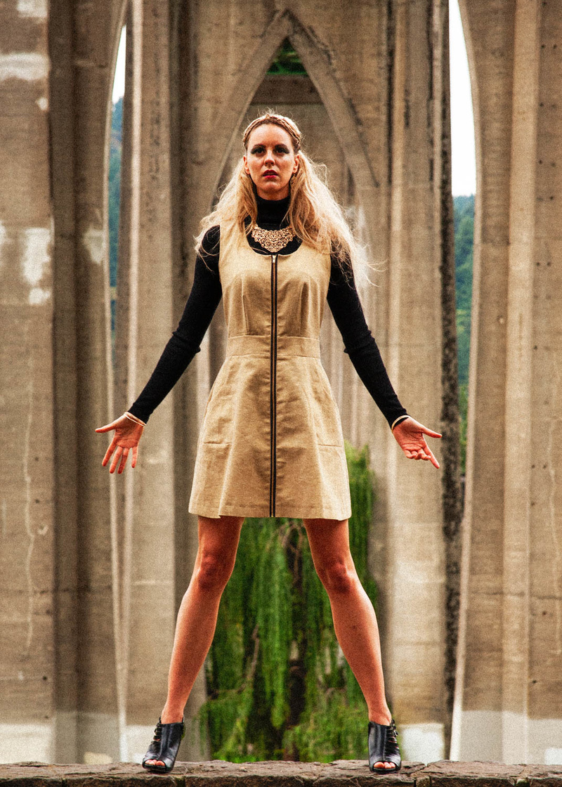Male and Female model photo shoot of StrangeStuff and SparkleModel in Portland, OR, clothing designed by AdelheidBergin