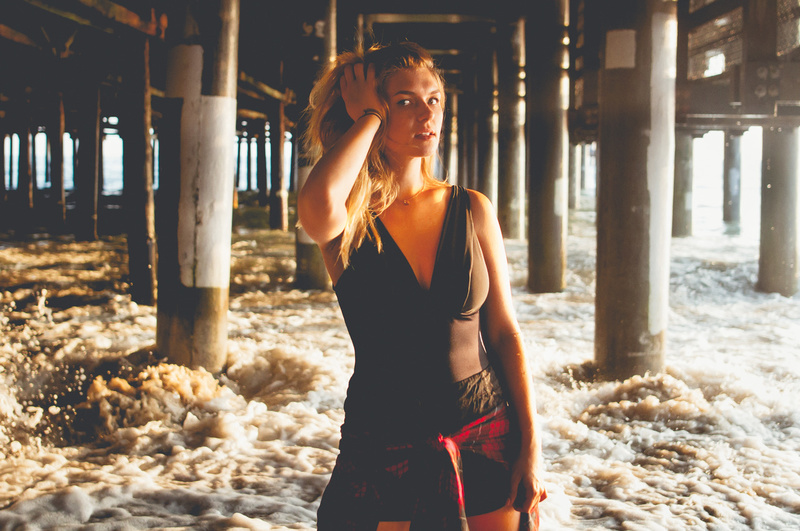 Female model photo shoot of Morgaine Estrella in Santa Monica Pier