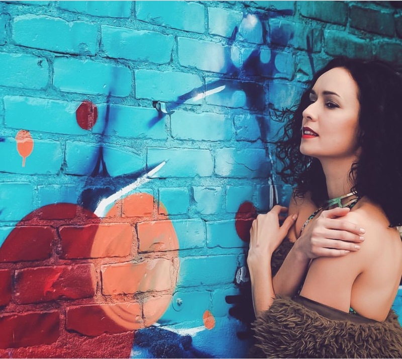 Female model photo shoot of Staci Skerbelis MUA in Downtown LA