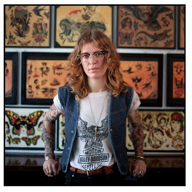 Female model photo shoot of Hanna Sandstrom in Idle Hand Tattoo, SF