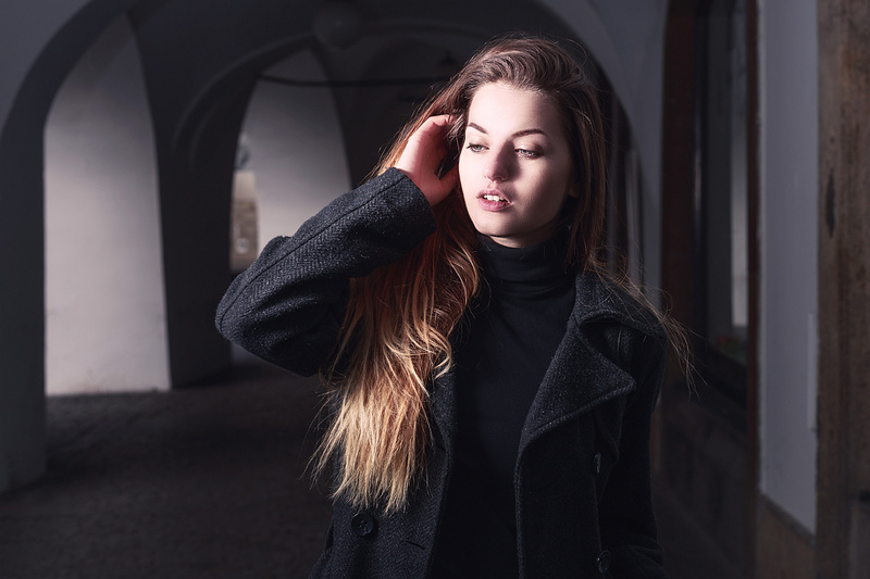 Female model photo shoot of lucinak in old town prague