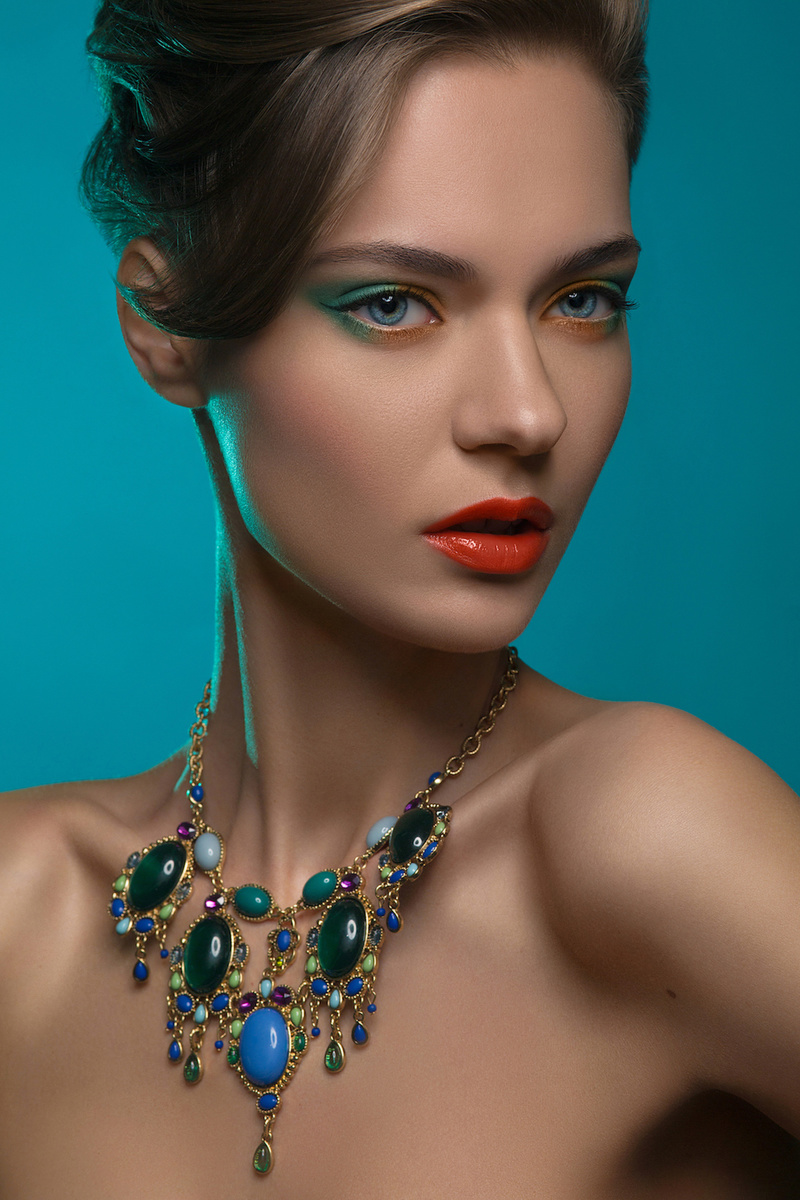 Female model photo shoot of illuminating retouching