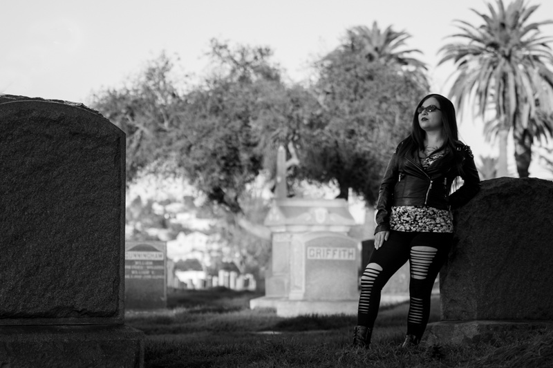 Male and Female model photo shoot of TORRESVISUALS and wednesdayaddams12 in Cemetery