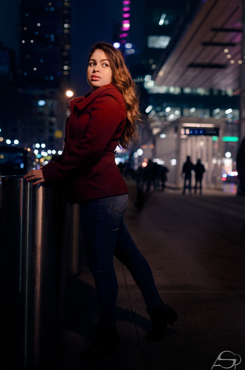 Female model photo shoot of BeverlyM by AntiSocialPictures in Times Square, Ny