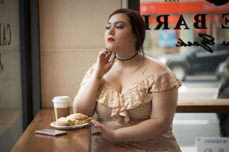 Female model photo shoot of Tiffany Sebastian Photo in Cafe Bari NYC