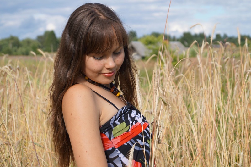 Female model photo shoot of SGenia in Russia, village