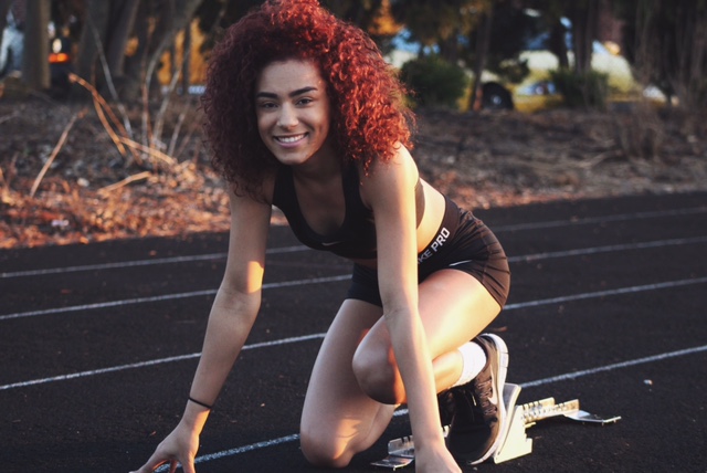 Female model photo shoot of TiarraSmith in Track and Field pictures