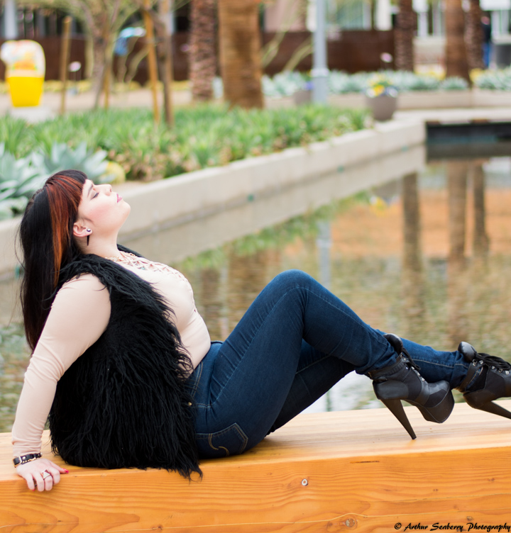 Female model photo shoot of Frosty Crow in Downtown Summerlin