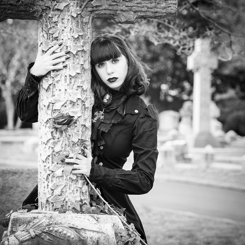 Female model photo shoot of Akane Reaper in Hollywood Cemetery