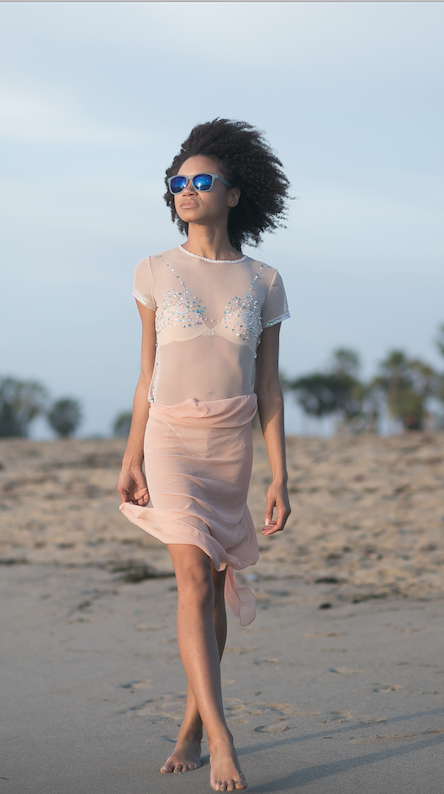 Female model photo shoot of GetGlamWithK and MandiCurls in Venice Beach
