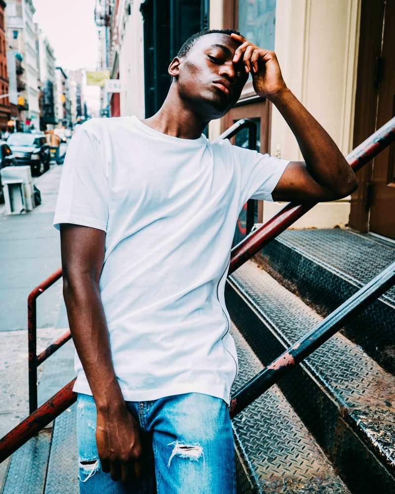 Male model photo shoot of Rickey Green in Soho (The Fashion District), New York