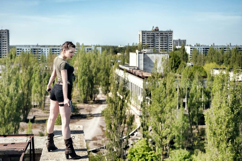 Female model photo shoot of JadeStacyMariaa in pripyat/ chernobyl