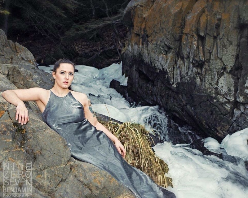Female model photo shoot of Sierra Medgard in Beluga Point Alaska