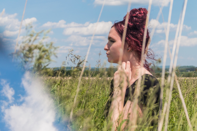 Female model photo shoot of MithrinMedia in Shawangunk Grasslands, New York