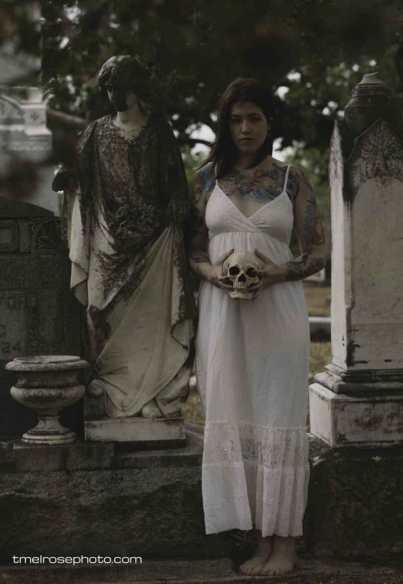 Female model photo shoot of Jessica Lane by raboudoir in Oakwood Cemetery // Austin, TX