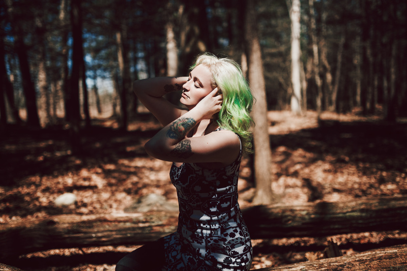 Female model photo shoot of xxpixelxx by Savannah Daras Photo in Baxter Woods, Portland Maine