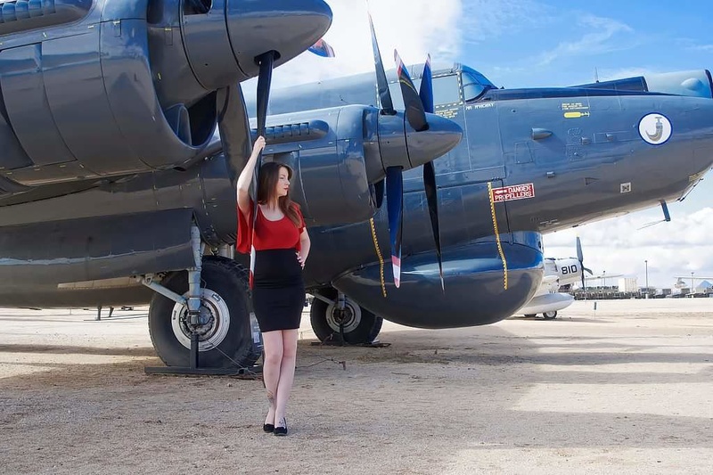 Female model photo shoot of AlexD Modeling in Pima County Air & Space Museum