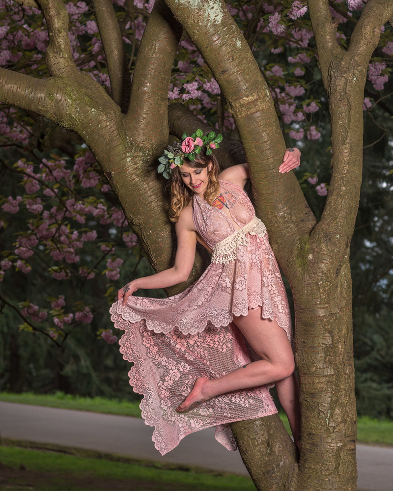 Female model photo shoot of Rosemary Jacalyn James by Coyote Creations NW in Mt Tabor Park