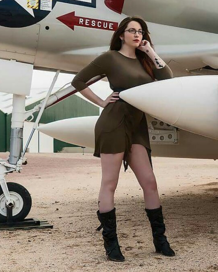 Female model photo shoot of AlexD Modeling in Pima-county air and space museum