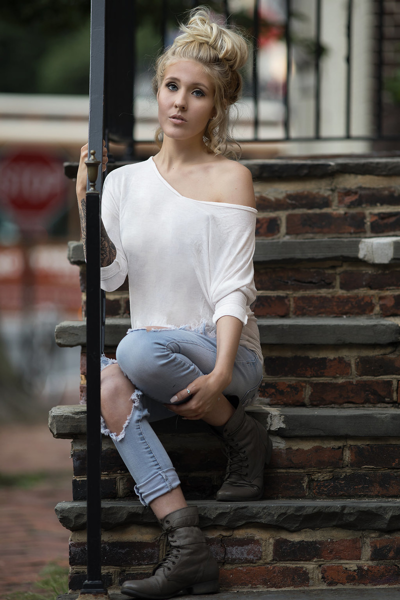 Female model photo shoot of KateOuzts in Old Town Alexandria