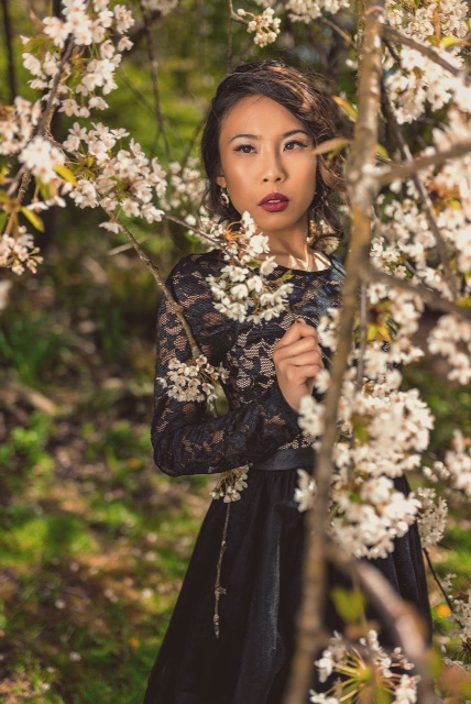 Female model photo shoot of StylesByTia in Queen Elizabeth Park Vancouver, makeup by StylesByTia