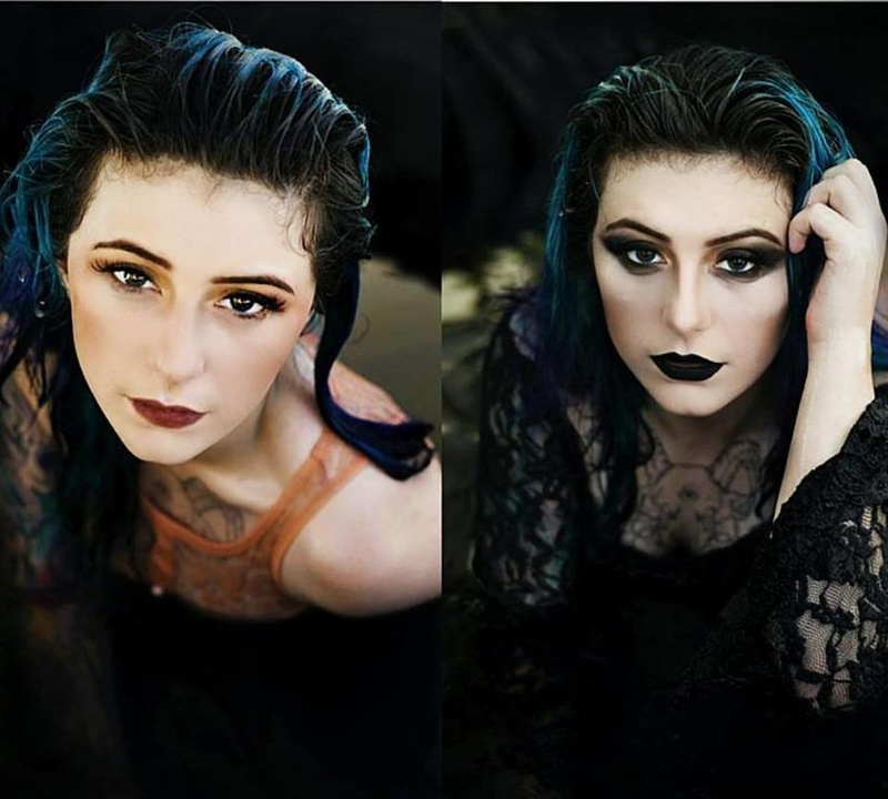 Female model photo shoot of KandiSkull Makeup