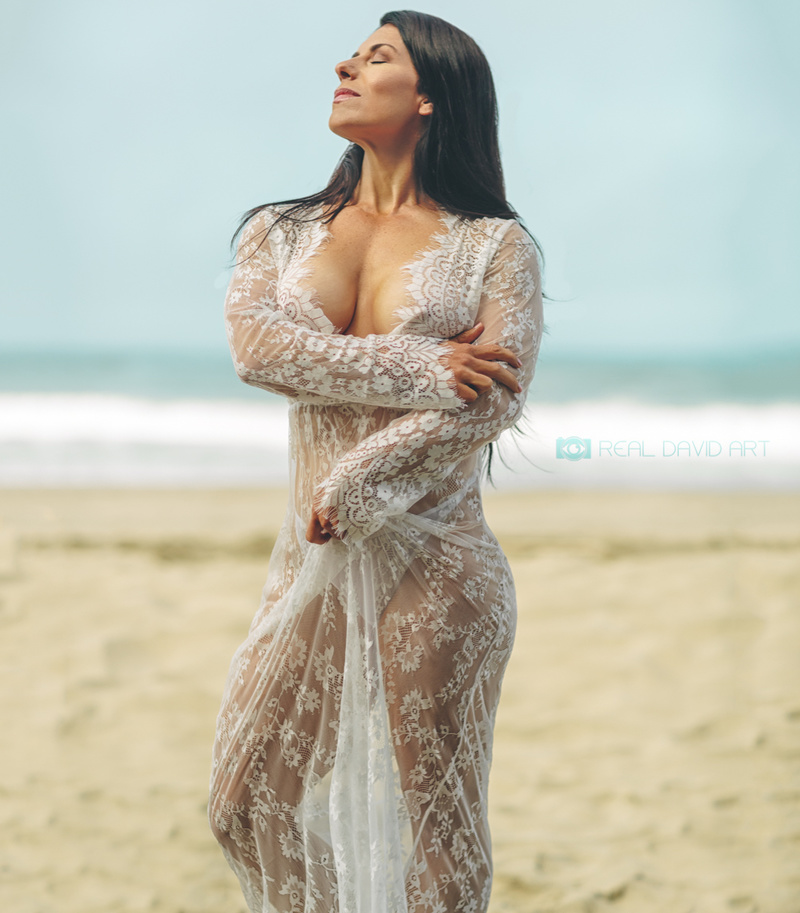 Female model photo shoot of BMR in Ocean Beach, San Francisco, California