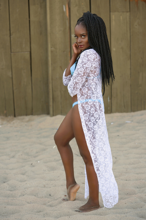 Female model photo shoot of NIMI in Santa Monica Beach