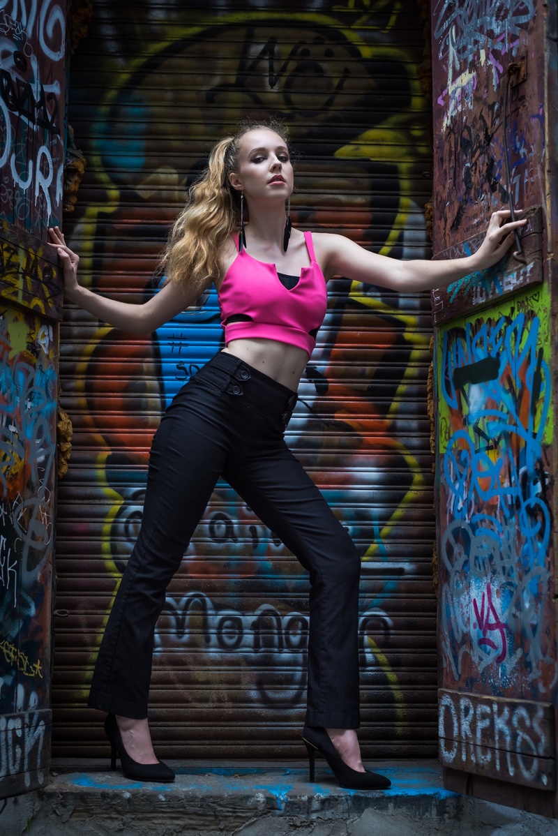 Female model photo shoot of Alexandra Bayer by kotsy in Graffiti Alley
