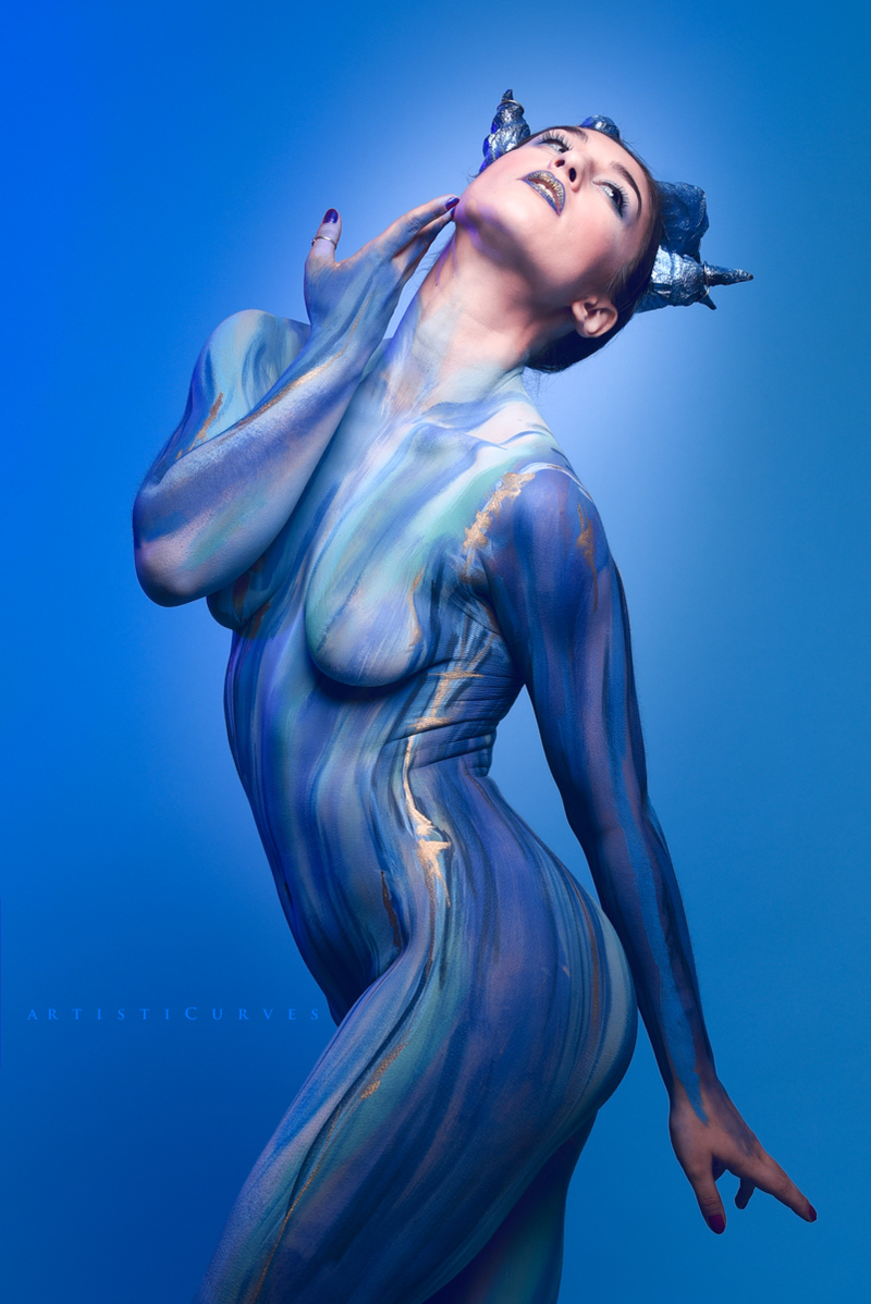 Male and Female model photo shoot of ArtistiCurves  and artisticandreea in Hespeler, body painted by AC Bodypainter
