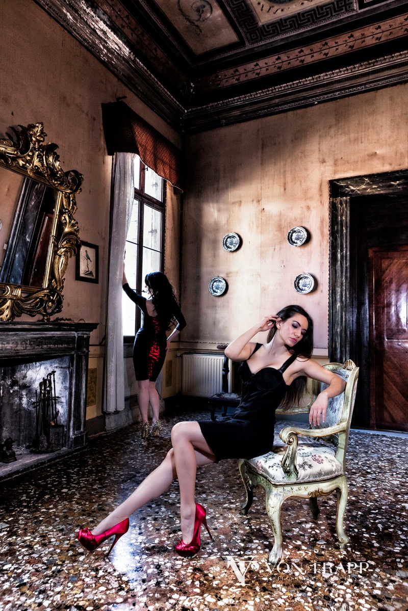 Male and Female model photo shoot of Von Trapp Photography, Kat Alexis and Classic Kim in Palazzo Ca Zen, Venice, Italy.