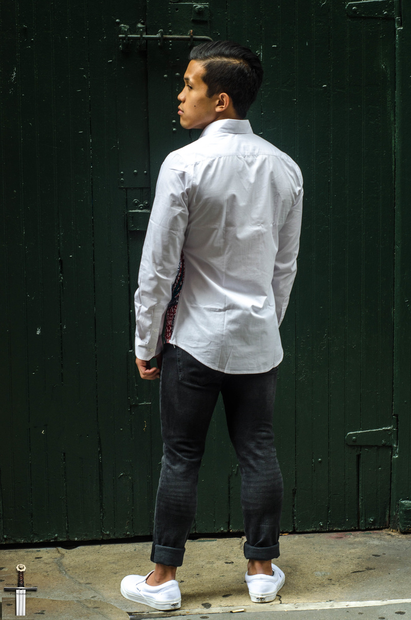 Male model photo shoot of RafaelSantos in Soho, New York, New York, clothing designed by Orangrey