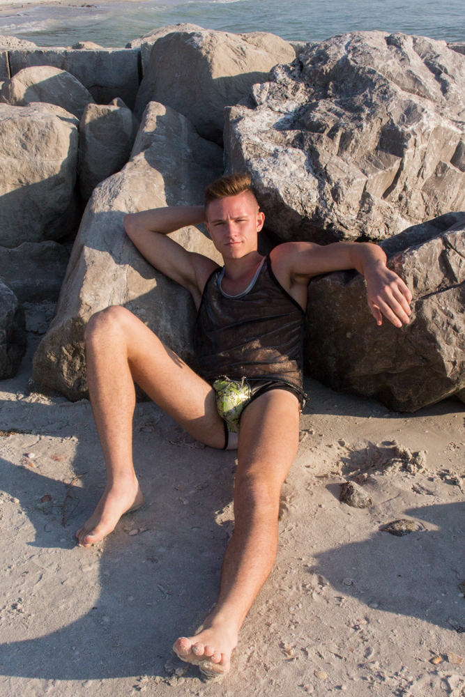 Male model photo shoot of Star Boy Swimwear in Sunset Beach, St. Petersburg, FL