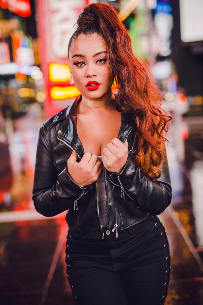 Female model photo shoot of fiyamaiah in Times Square New York City