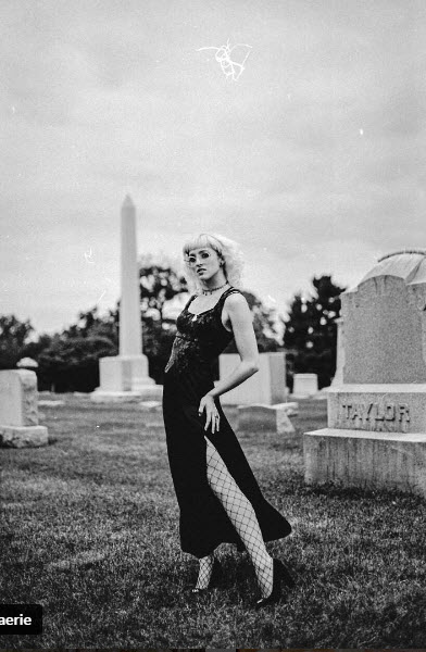 Female model photo shoot of Mandi- haerie_faerie in Lansing, MI- Graceland Cemetery