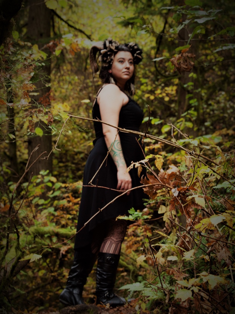Female model photo shoot of opiaECHT by bentlight in Witches Castle, Portland, Oregon