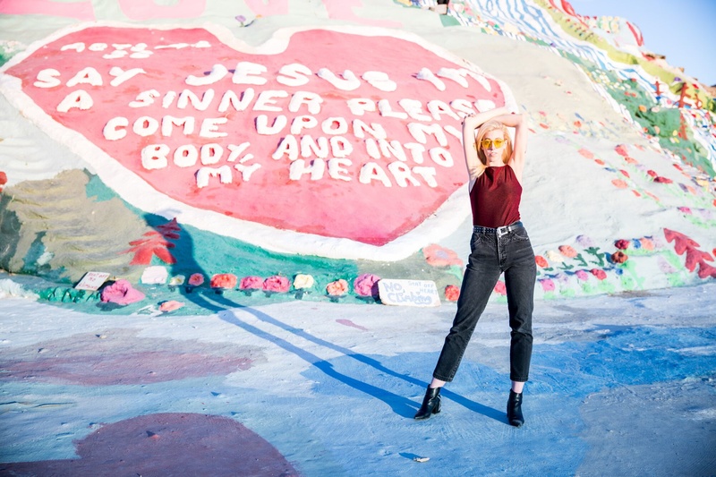 Female model photo shoot of brilien in Salvation Mountain