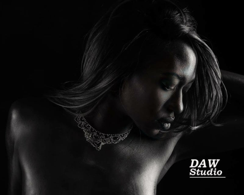 Female model photo shoot of NefertitiMoon in DAW studio