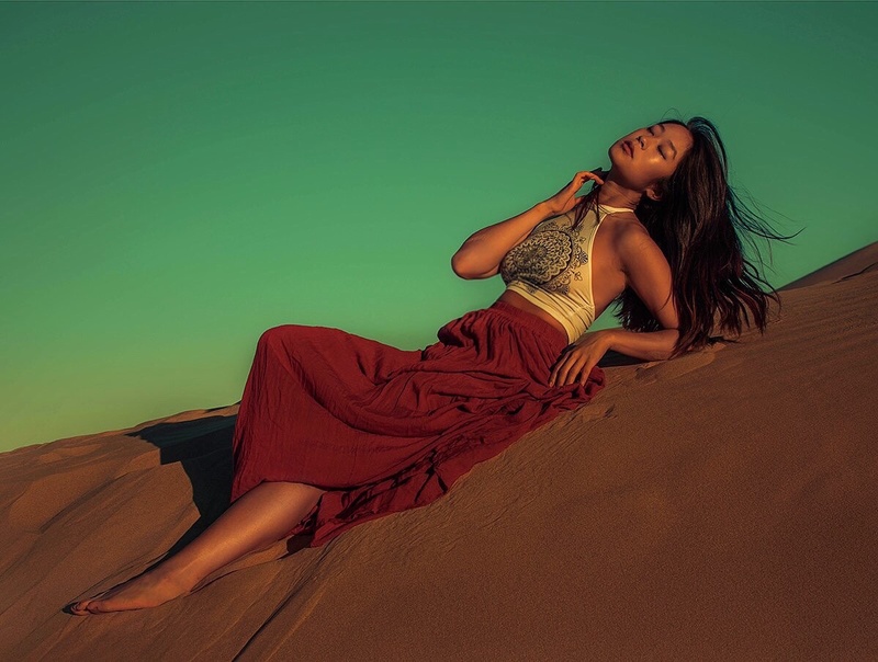 Female model photo shoot of Jeddie K in Glamis Dunes, CA