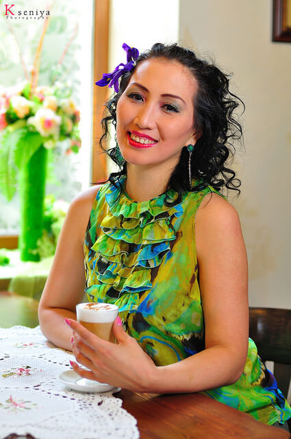 Female model photo shoot of KseniyaPhoto in Coffee shop