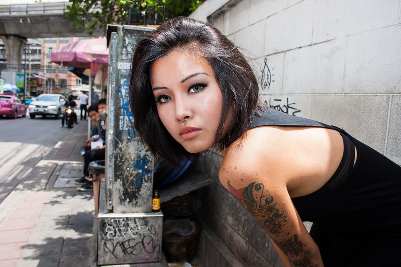 Male and Female model photo shoot of Richard77 and jariya tattoomodel in Bangkok