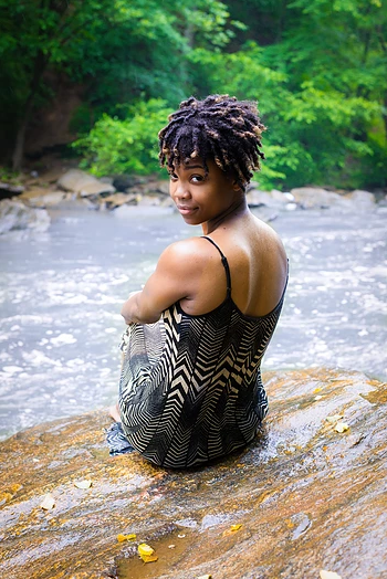 Female model photo shoot of Elaya_Walker in Roswell Mill Waterfall