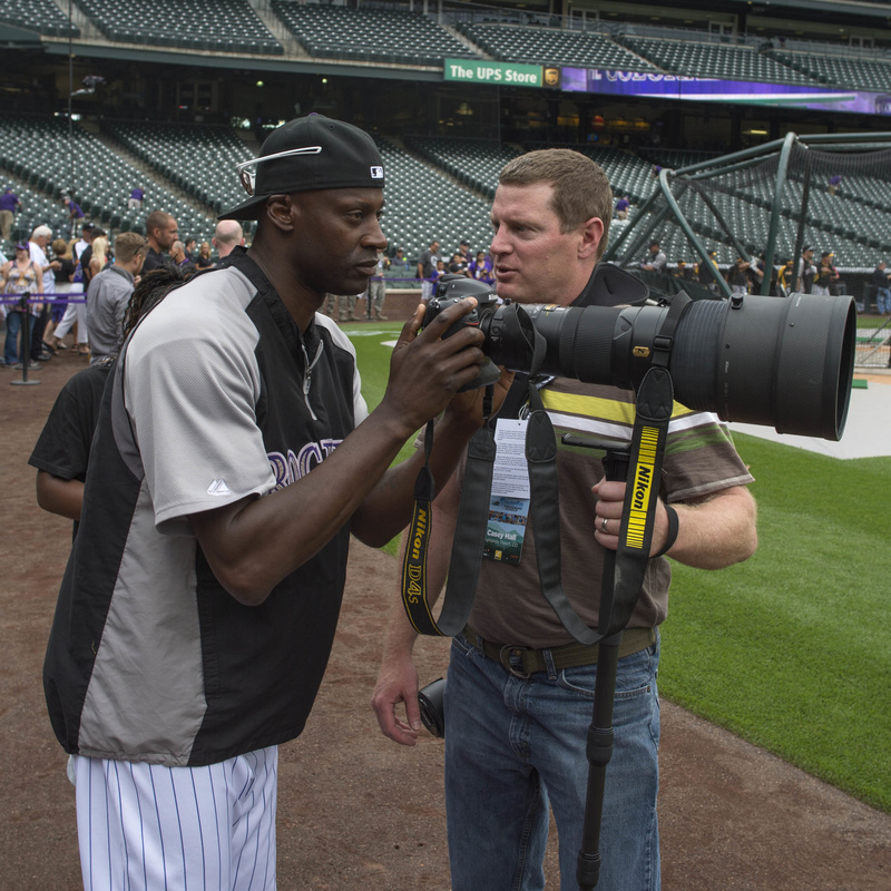 Male model photo shoot of Rebel Reflections in Coors field