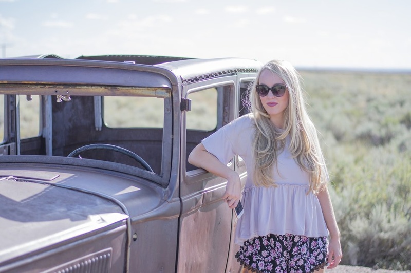 Female model photo shoot of Melissa barbie in Petrified National Forest, AZ